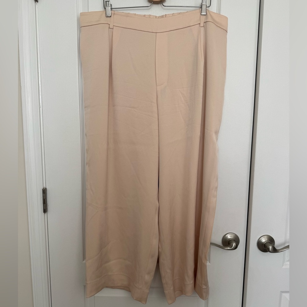 Vince Satin Beige Wide-Leg Trousers size XXL